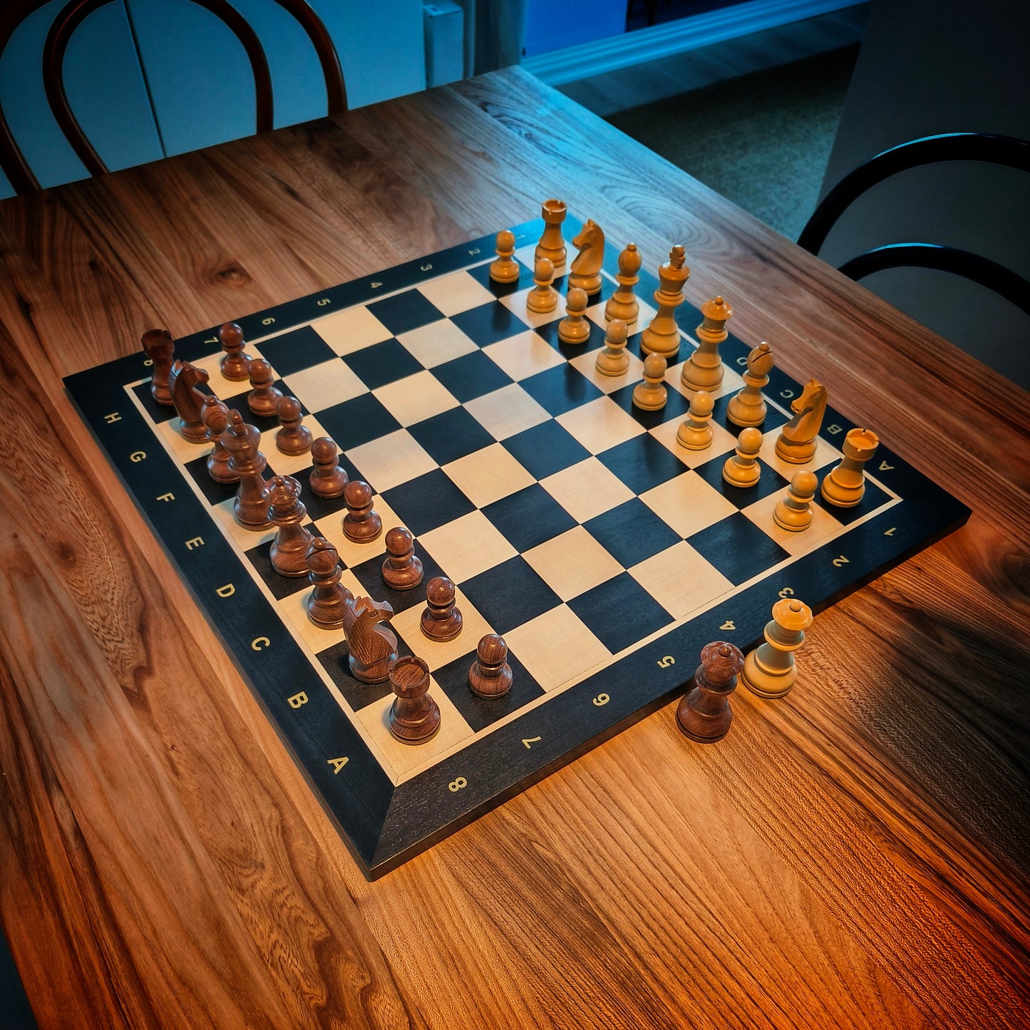 Chess Board BLACK & Chess Pieces GERMAN STAUNTON 