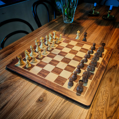 Chess Board ROUNDED & Chess Pieces GERMAN STAUNTON