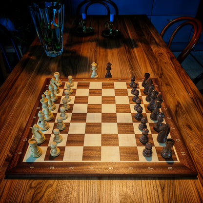 Chess Board MAHOGANY & Chess Pieces GERMAN STAUNTON