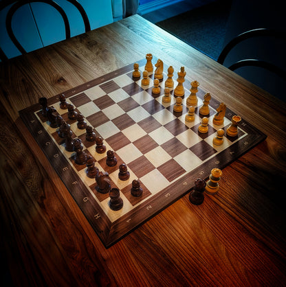 Chess Board WALNUT & Chess Pieces GERMAN STAUNTON