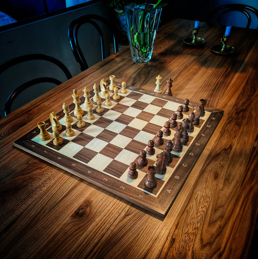 Chess Board WALNUT & Chess Pieces GERMAN STAUNTON