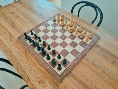 Chess Board WALNUT & Chess Pieces GERMAN STAUNTON BLACK
