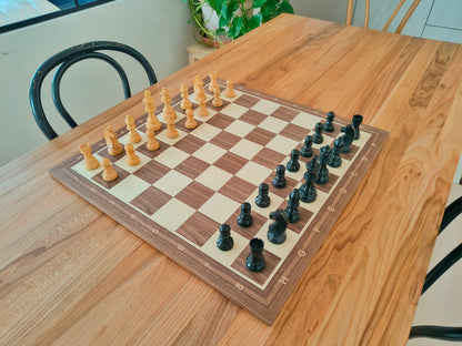 Chess Board WALNUT & Chess Pieces GERMAN STAUNTON BLACK